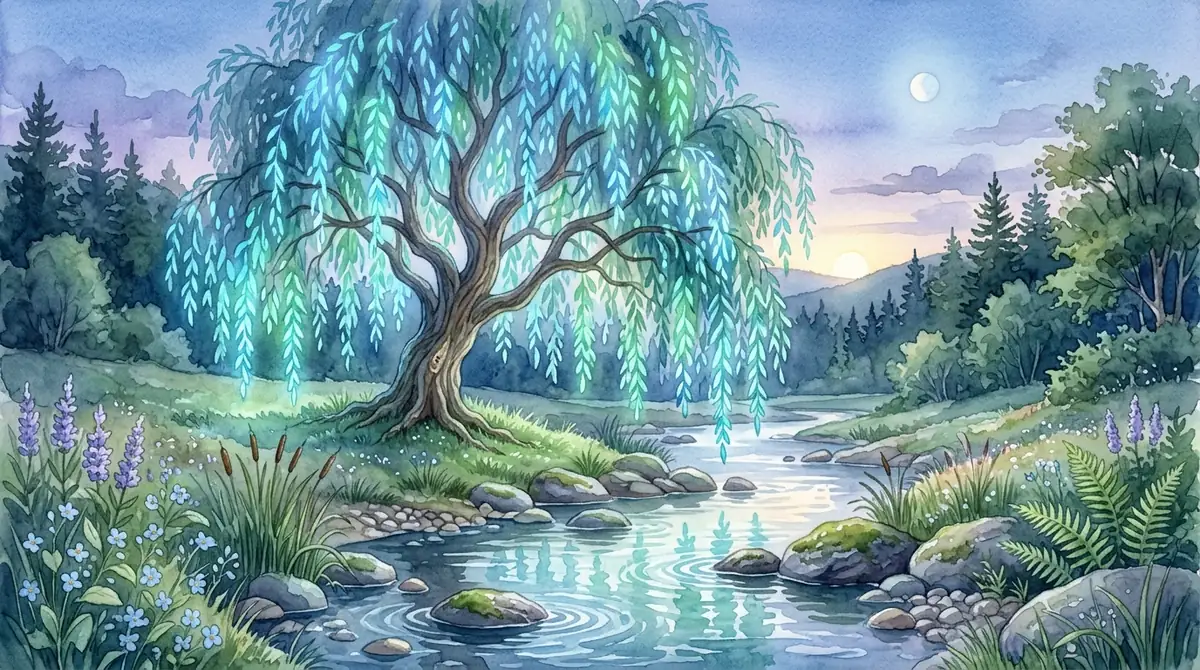 Calming weeping willow neon vines